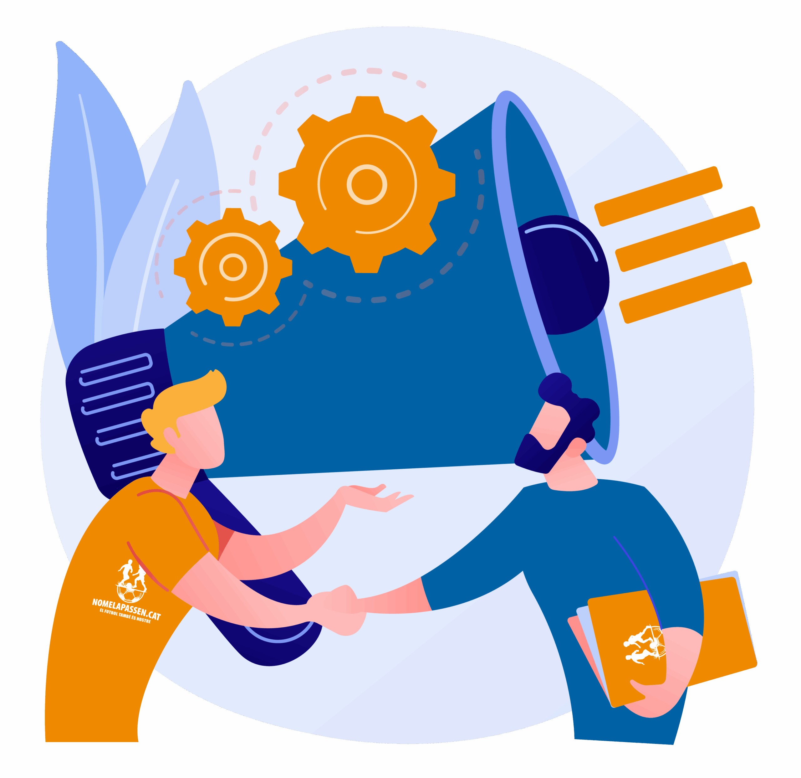 Ilustración representado el patrocinio y la colaboración entre empresas